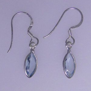 Faceted Blue Topaz sterling earrings NWOT